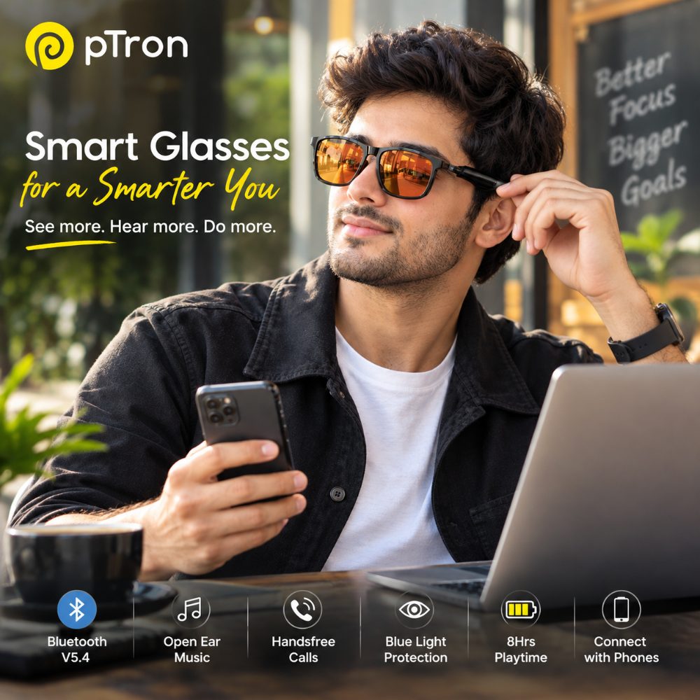 pTron Orbis Urban Smart Clip-On Smart Glasses with Bluetooth 5.4, Open Ear Music, Handsfree Calls & Blue Light Protection — photo 2