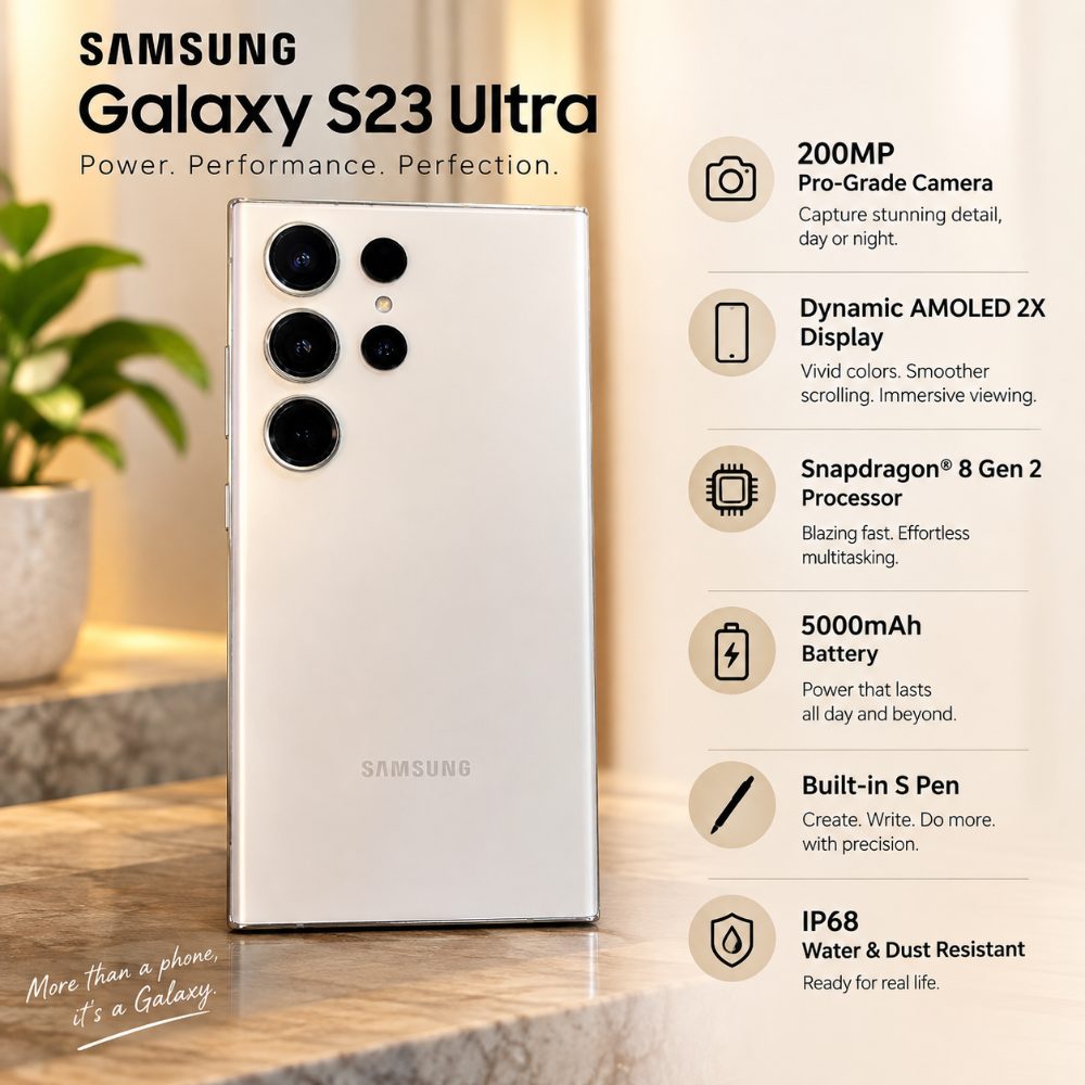 Pre Owned Samsung Galaxy S23 Ultra 5G Smartphone 12GB RAM 256GB Storage | 200MP Camera | 6.8 Inch Dynamic AMOLED 2X Display | S Pen | 5000mAh Battery — photo 3