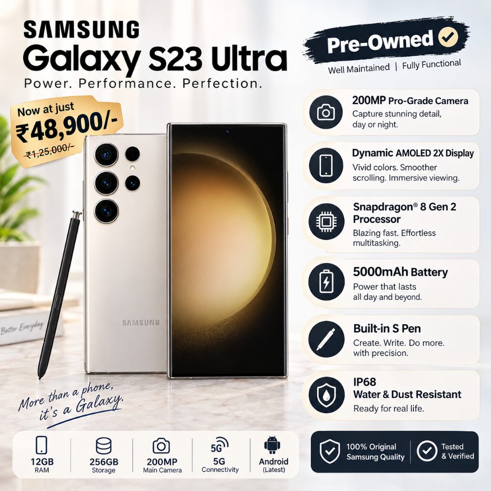 Pre Owned Samsung Galaxy S23 Ultra 5G Smartphone 12GB RAM 256GB Storage | 200MP Camera | 6.8 Inch Dynamic AMOLED 2X Display | S Pen | 5000mAh Battery — photo 2