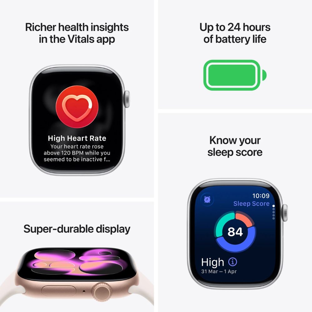 Apple Watch Series 11 GPS Pre-Owned Smartwatch with Black Sport Band, Advanced Health Tracking, Fitness Monitoring, Notifications & Premium Display — photo 4