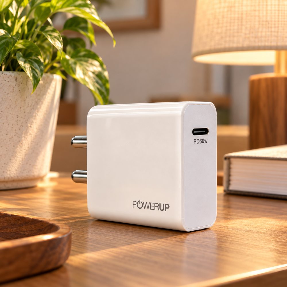 POWERUP 60W Type-C PD Fast Laptop Wall Charger | USB-C Power Delivery Adapter for Laptop, Tablet & Smartphone | White — photo 3