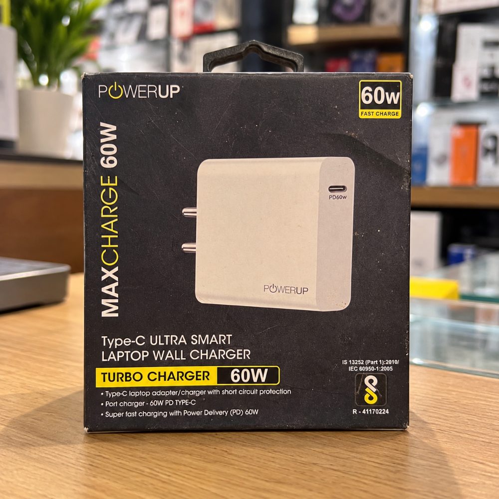 POWERUP 60W Type-C PD Fast Laptop Wall Charger | USB-C Power Delivery Adapter for Laptop, Tablet & Smartphone | White — photo 1