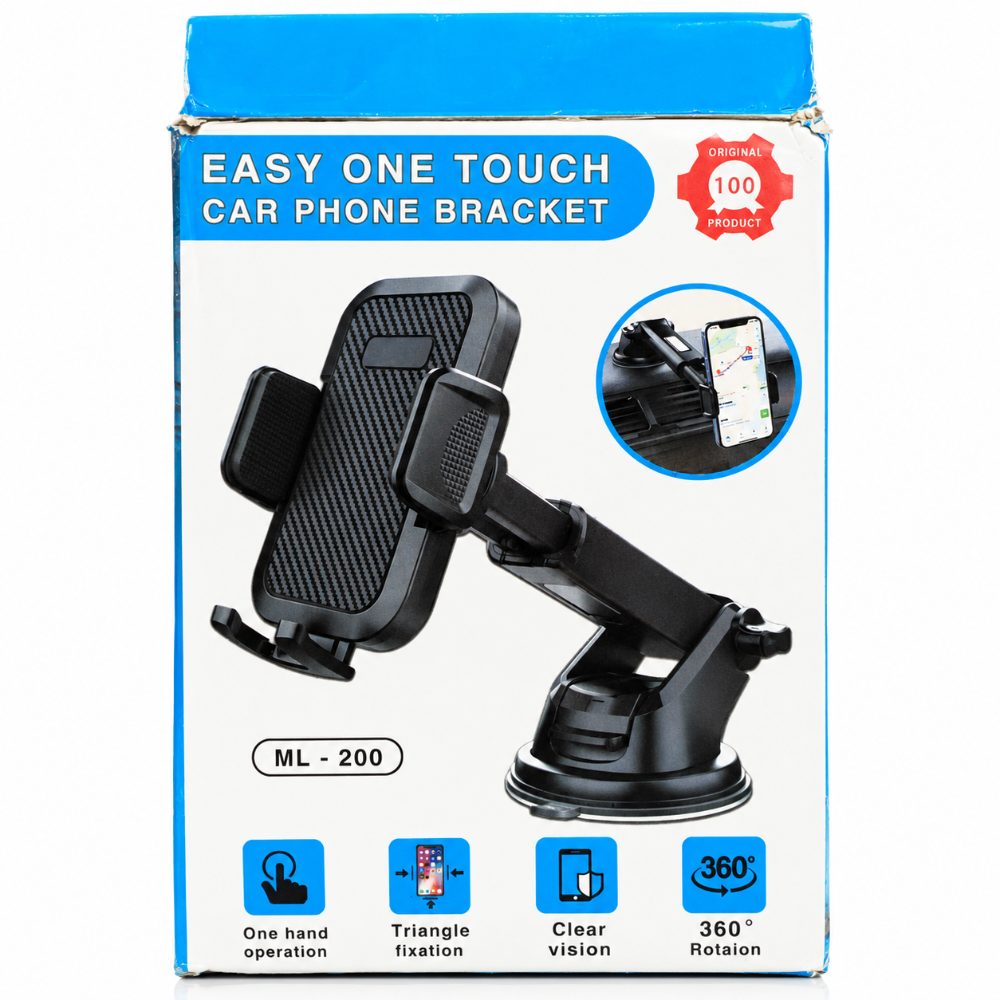 Universal Car Mobile Phone Holder with 360° Rotation, One Touch Lock, Adjustable Arm and Strong Suction Base — photo 1