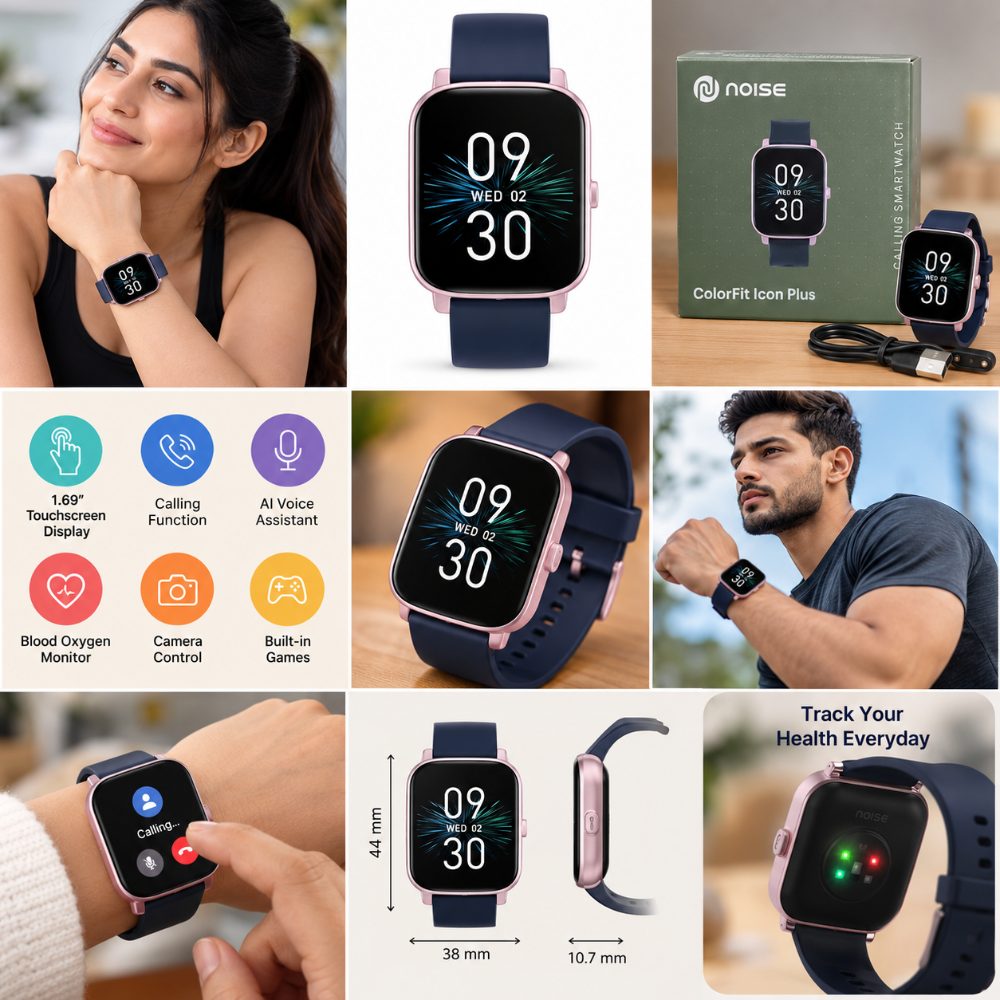 Noise ColorFit Icon Plus Smartwatch with Bluetooth Calling, 1.69 Inch Touchscreen, AI Voice Assistant, Blood Oxygen Monitor, Camera Control and Built-in Games — photo 4