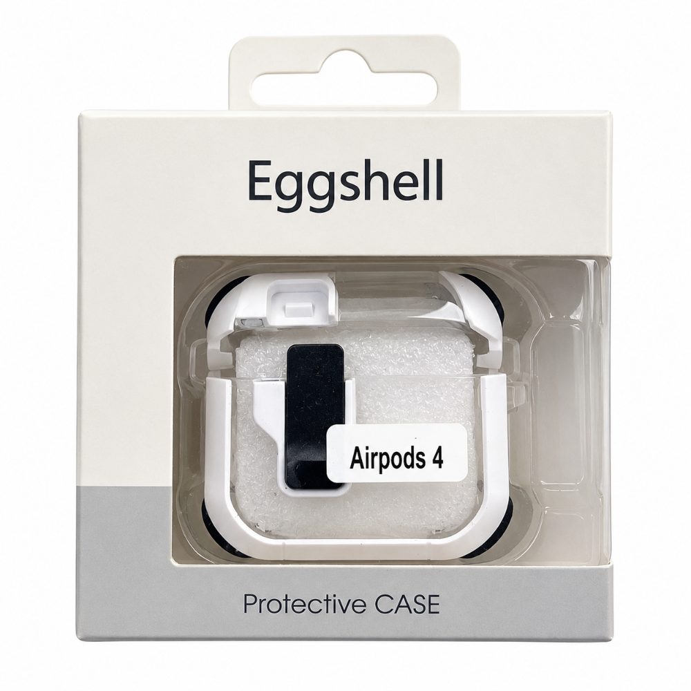 AirPods 4 Protective Case Cover with Shockproof Design, Transparent Textured Finish, Front Lock Clip and Portable Side Hook — photo 1