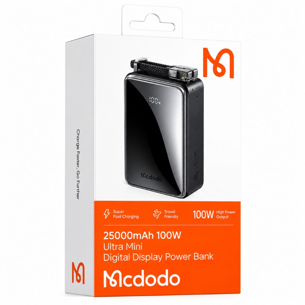 Mcdodo 25000mAh 100W Fast Charging Power Bank with Digital Display, USB-C and USB-A Output, Portable Battery Charger — photo 1