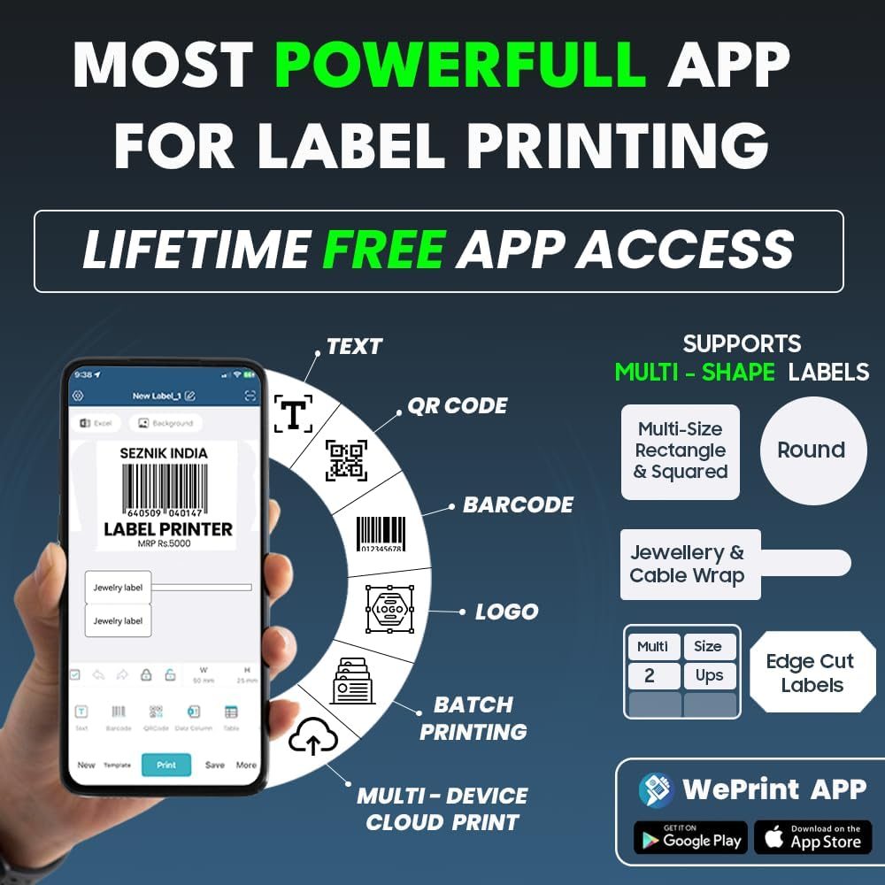 SEZNIK JOSH 2 Inch Bluetooth Label Printer, Portable Sticker Printing Machine for Shipping Labels, Barcode Labels, Business and E-Commerce Packaging — photo 4