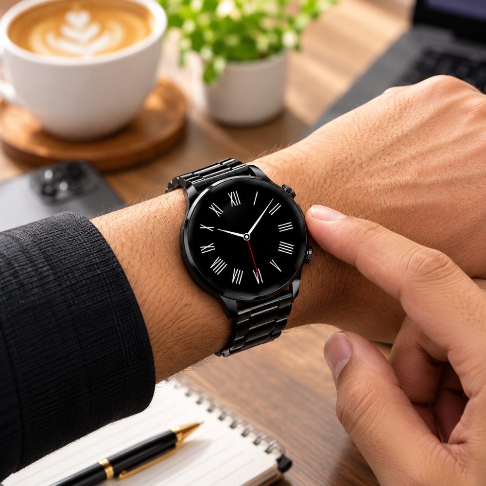 Bonvoy Gen-X Prima Smart Watch 1.43 Inch AMOLED Display with Always On Display, Black Metal Strap and Stylish Round Dial — photo 4