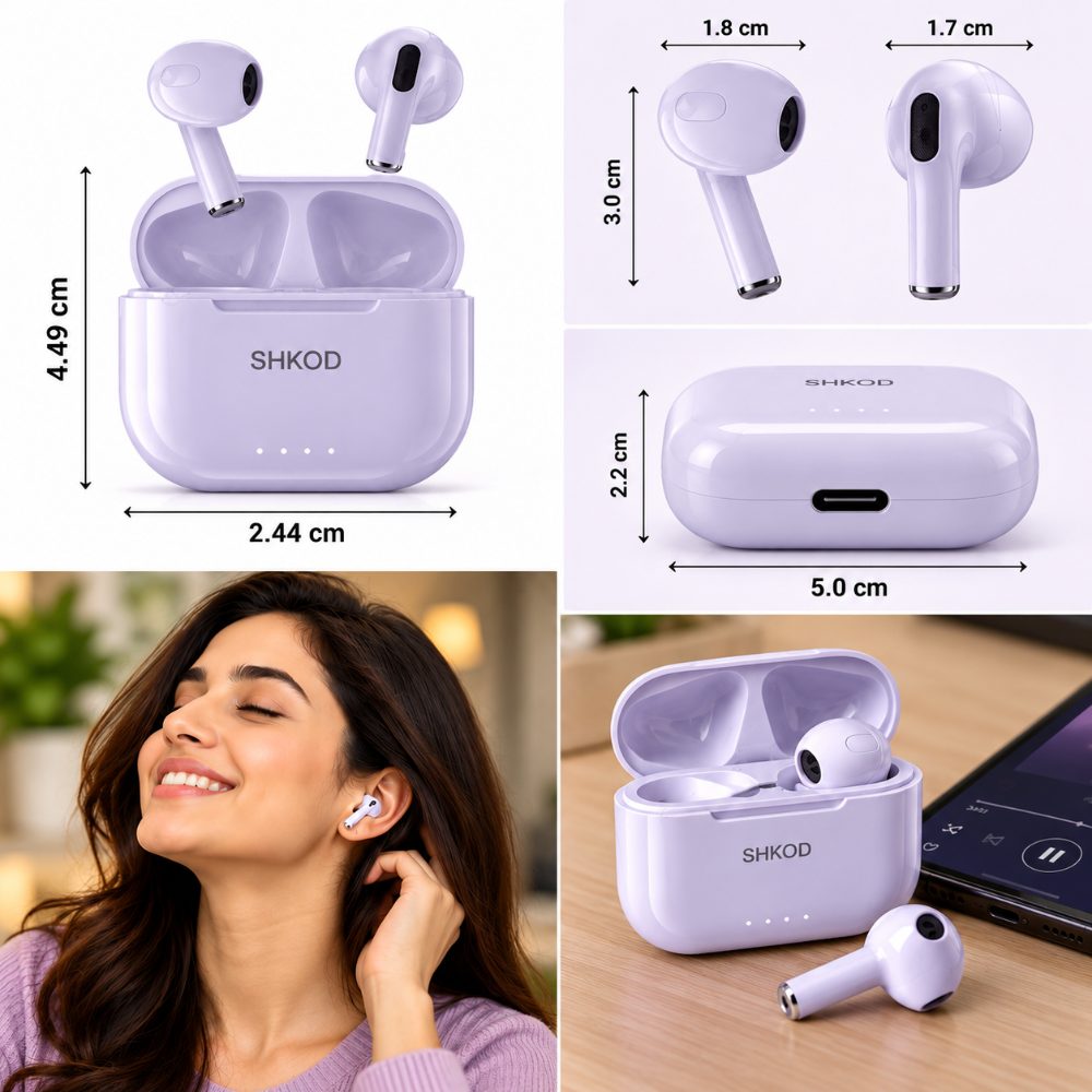 SHKOD AirLits1 True Wireless Earbuds with Bluetooth 5.3, ENC Noise Reduction, Deep Bass, Type-C Charging and 25 Hours Playtime — photo 4