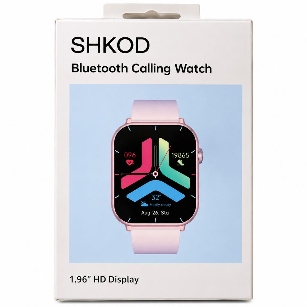 SHKOD Watch Pro Bluetooth Calling Smart Watch with 1.96 Inch HD Display, Heart Rate Monitor, Blood Oxygen Tracking, Sleep Tracking, Sports Modes and Pink Strap — photo 1