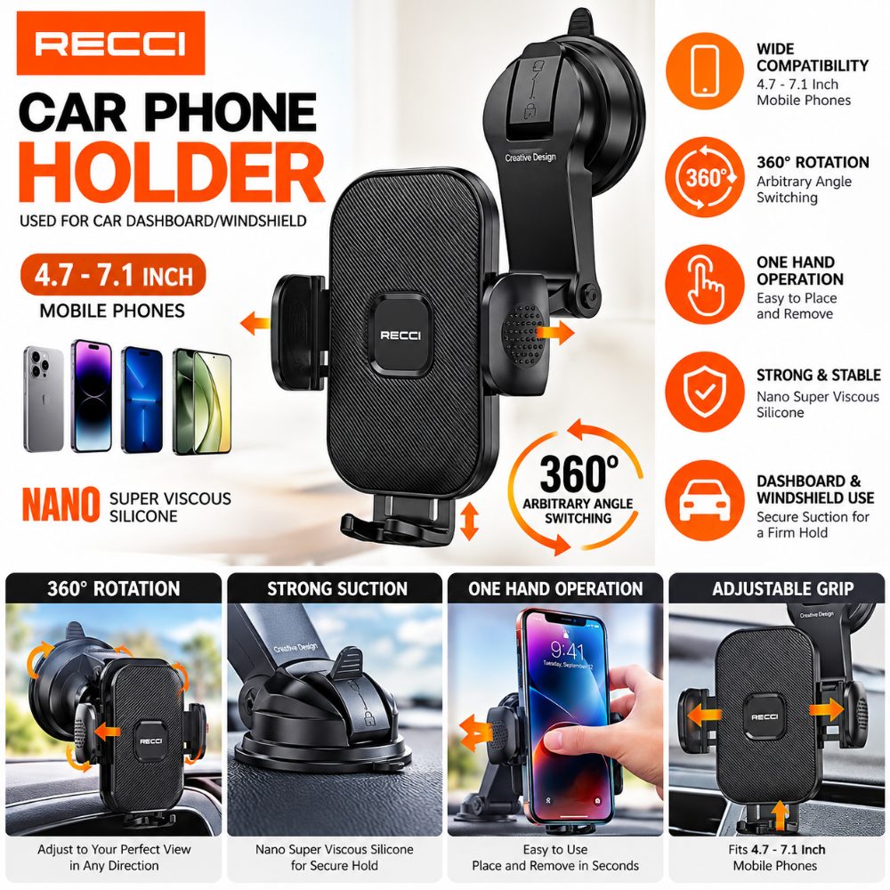 Car Mobile Phone Holder 360 Degree Rotatable Dashboard Windshield Mount Stand for 4.7 to 7.1 Inch Smartphones — photo 2