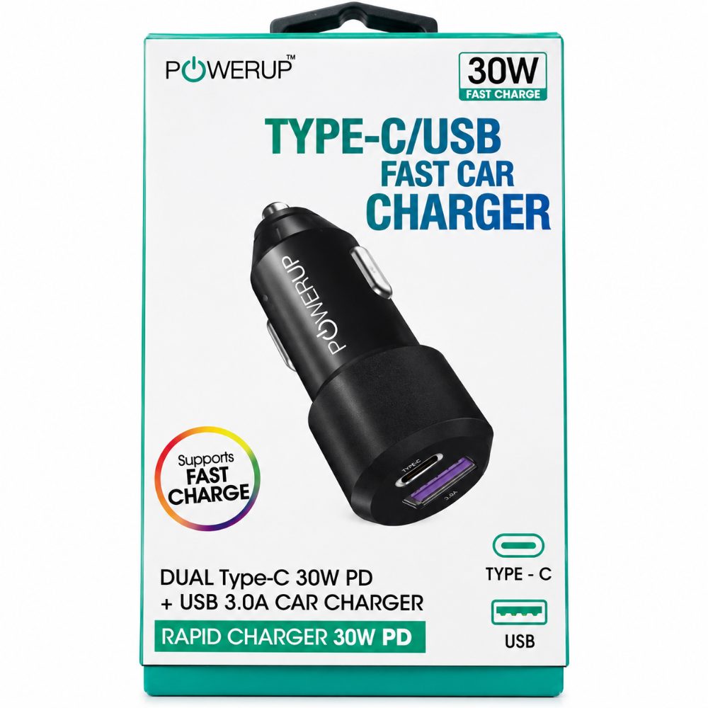 30W Fast Car Charger with Type C and USB Dual Port, PD Rapid Charging Adapter for Mobile Phones — photo 1
